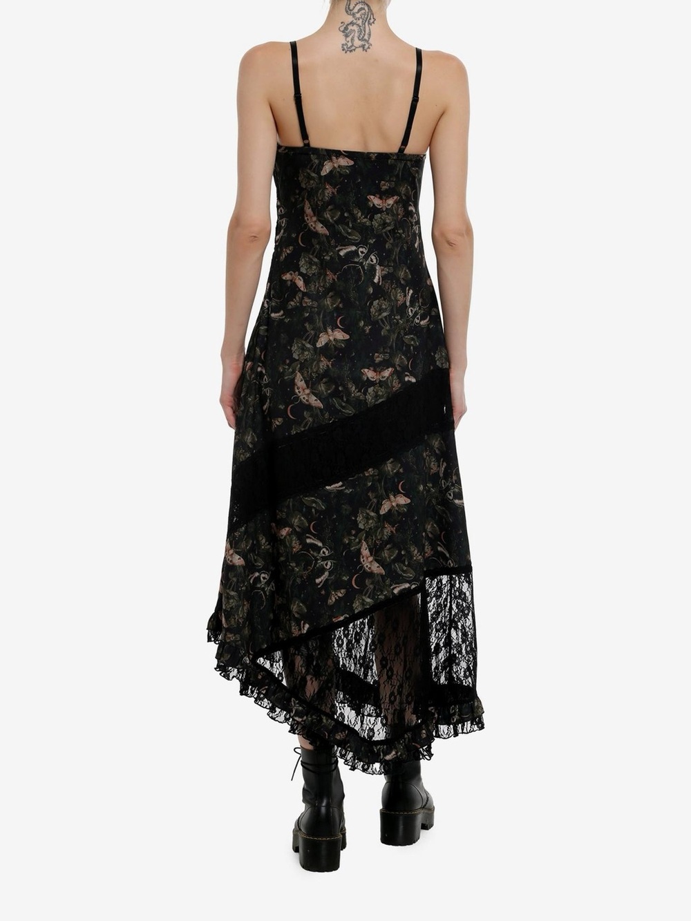 Cosmic Aura Celestial Moth Lace Asymmetrical Midaxi Slip Dress Size Small NEW - Picture 10 of 10